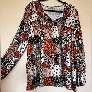 Patchwork Cheetah Print Blouse